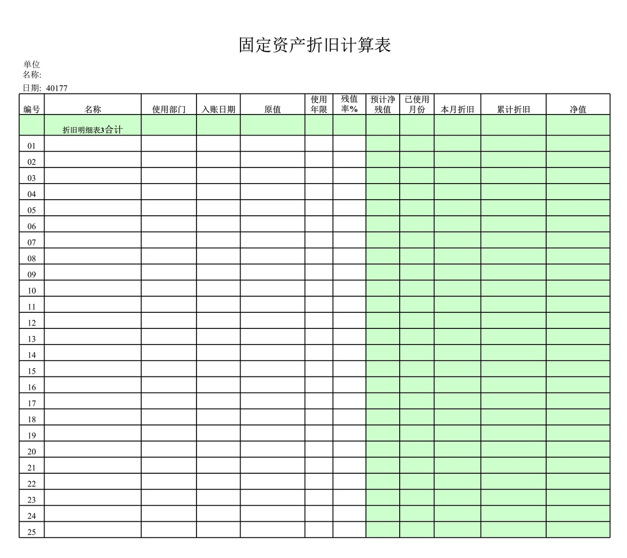 固定资产折旧表.XLS
