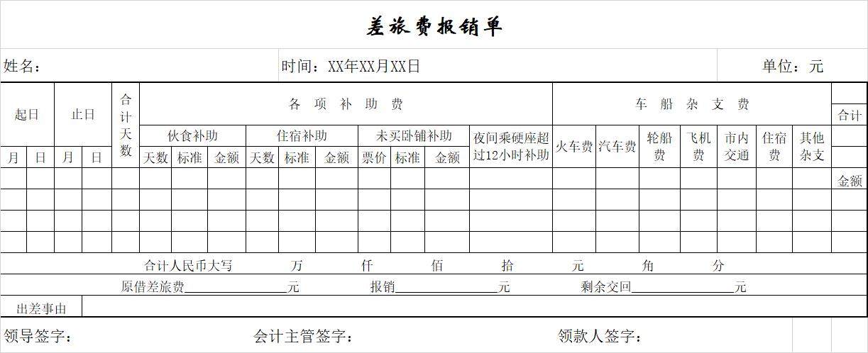 差旅费报销单.xlt