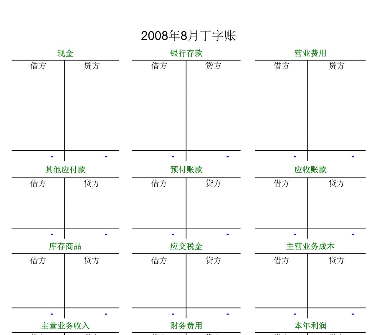 自动计算丁字账、余额表及财务报表.xls