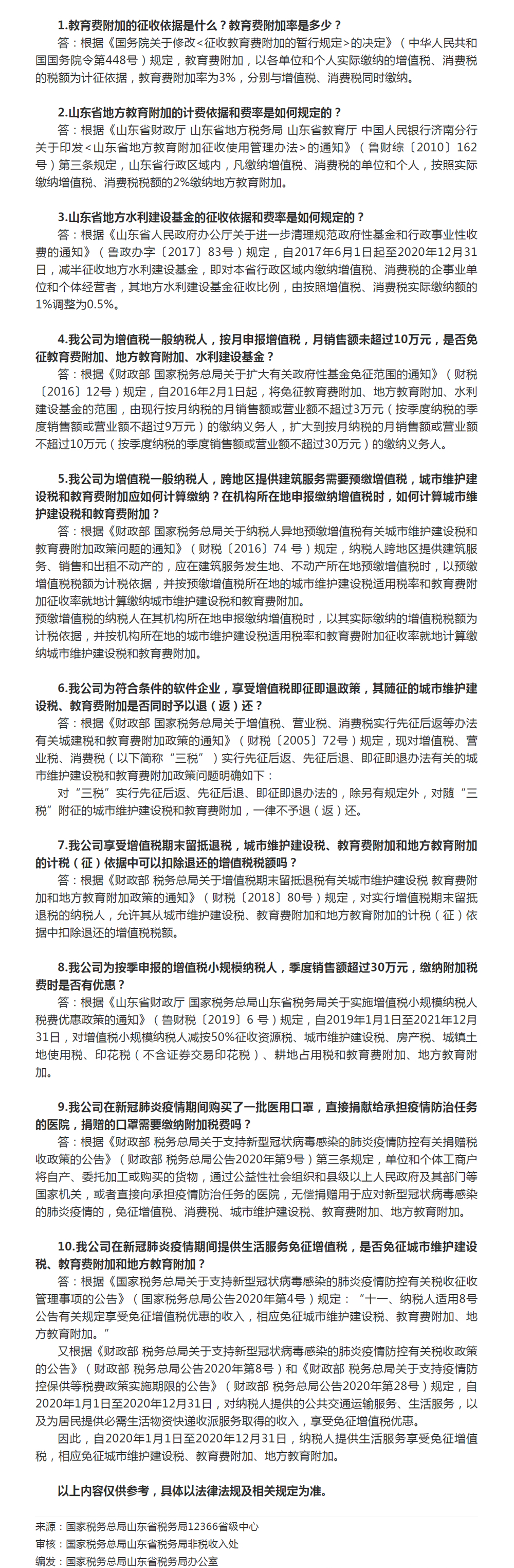 国家税务总局山东省税务局——【12366热点问答】附加税费常见问题-1