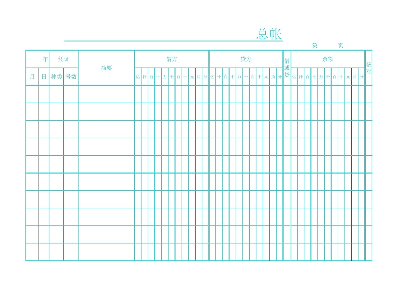会计使用的帐页