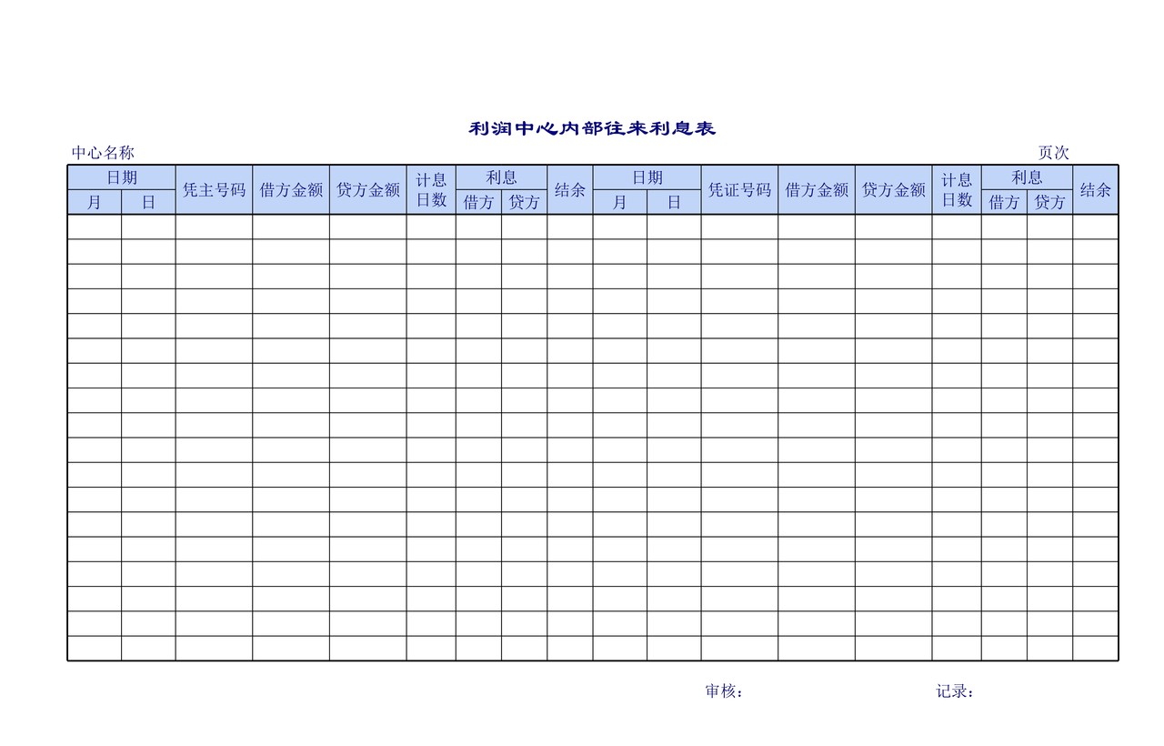 利润中心往来表
