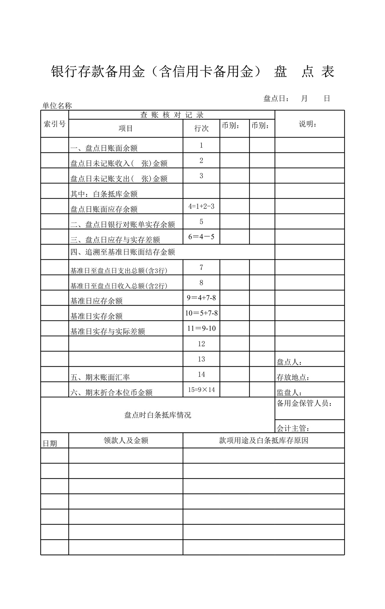 银行存款余额调节表