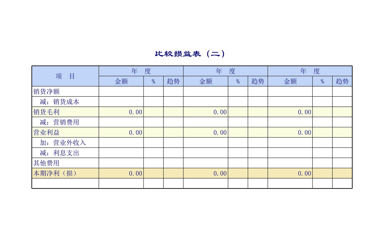 企业公司的损益表