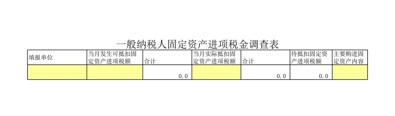 一般纳税人固定资产进项税金调查表