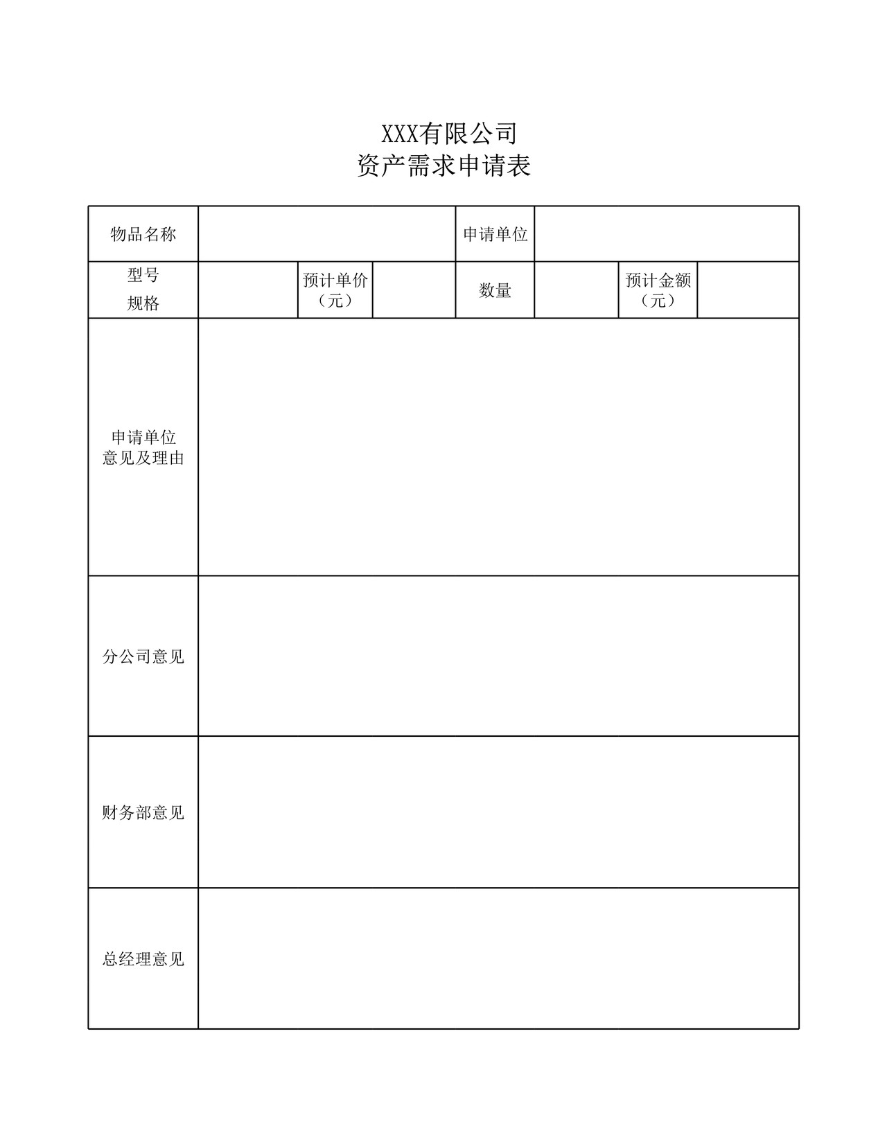 固定资产需求、控购、验收、调拨、报废表格