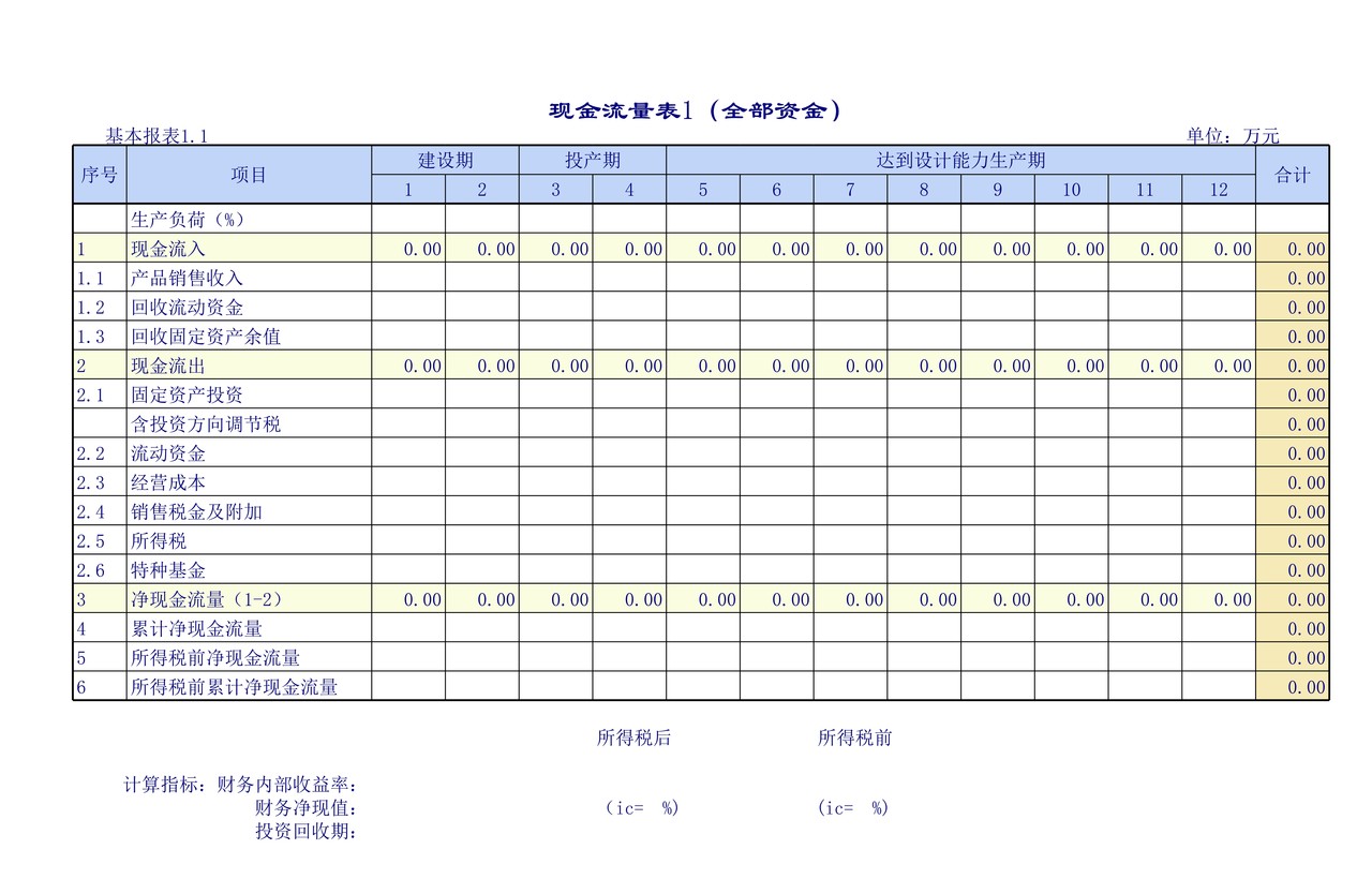 企业建设项目报表