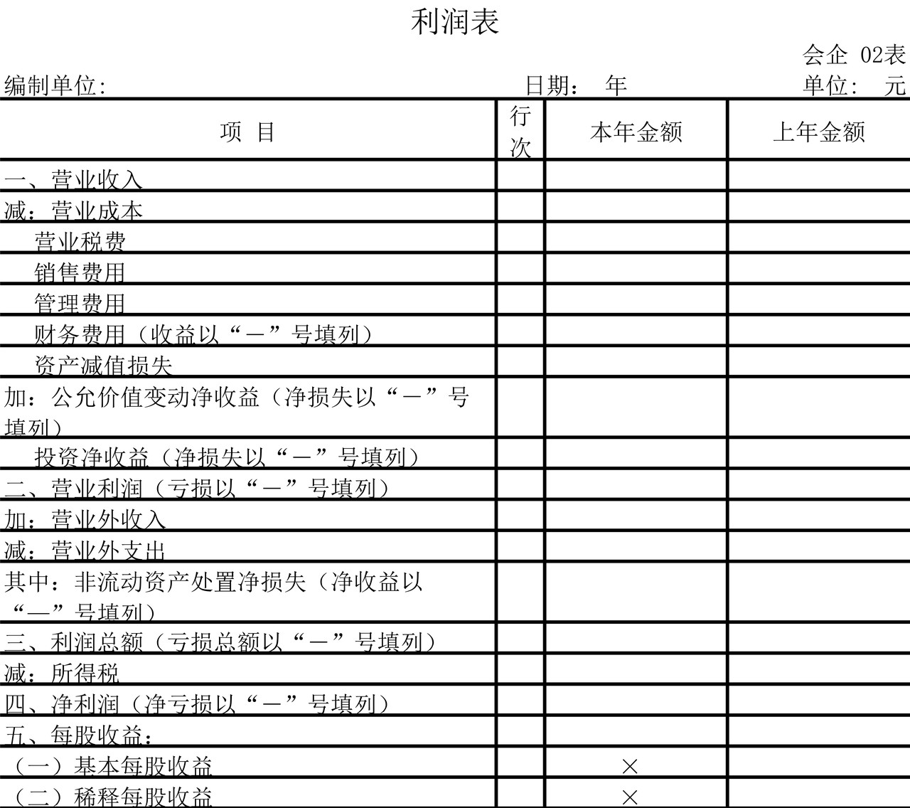 企业公司单位会计用表