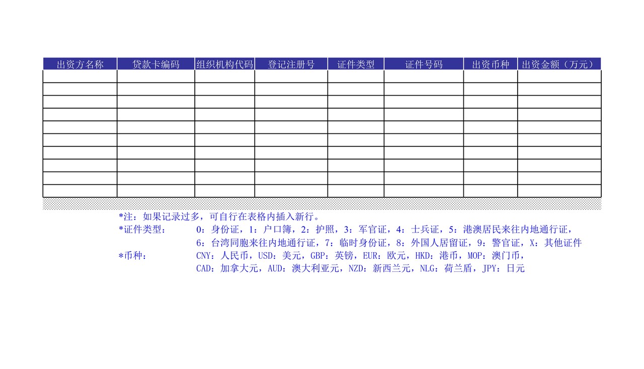 借款人基本信息模板