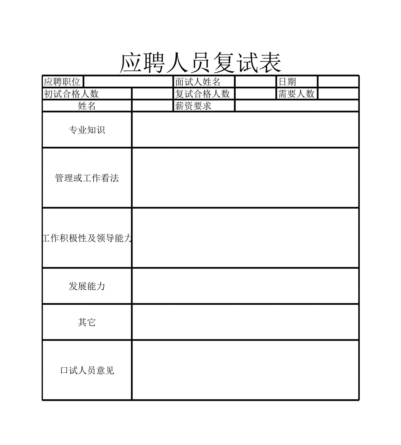 员工招聘表(全套)