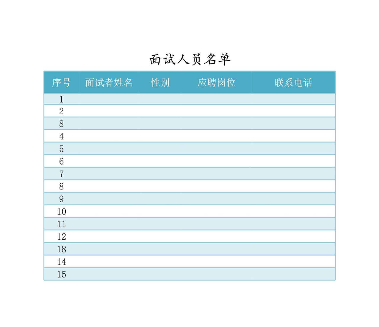面试人员名单