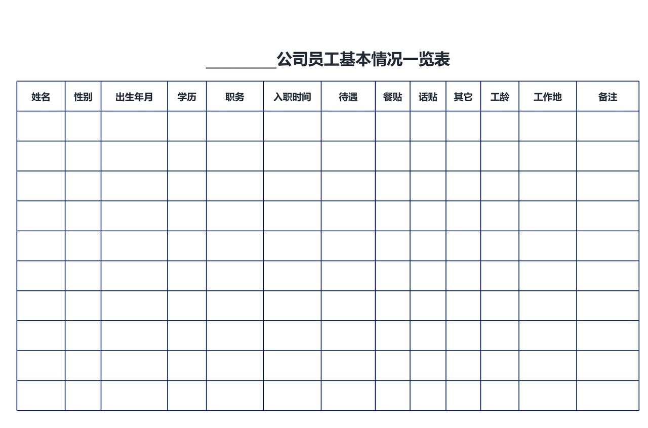 公司员工基本情况一览表