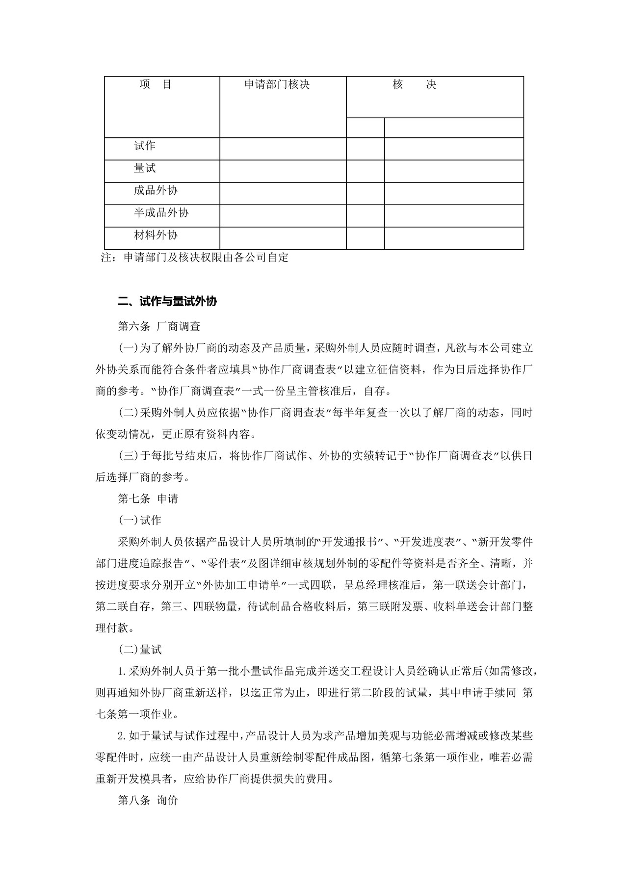 委托制造、外加工管理准则