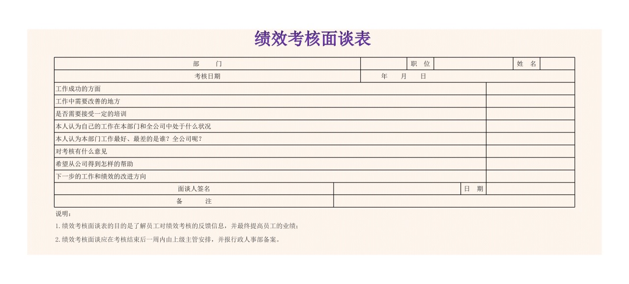 绩效考核面谈表