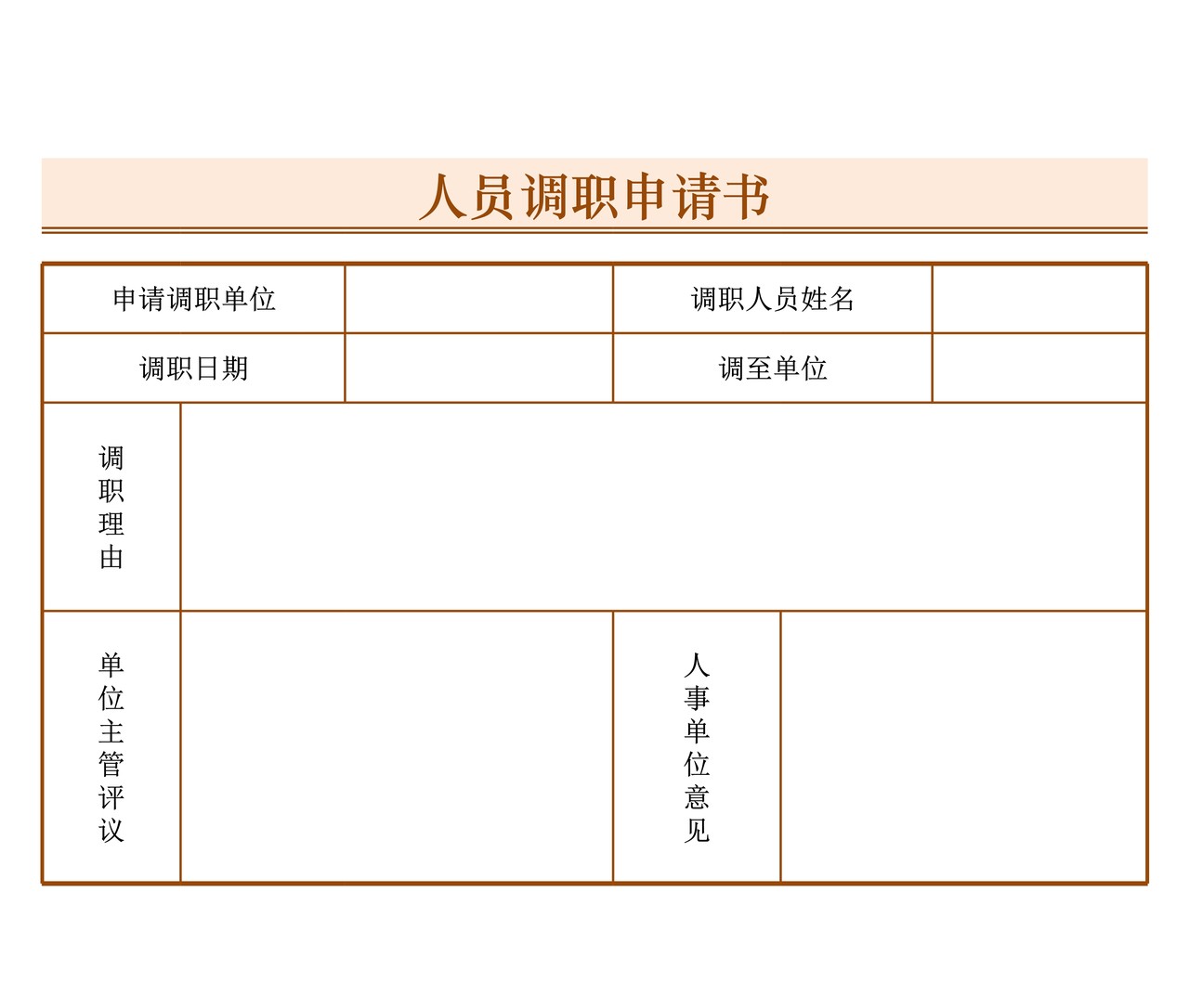 人员调职申请书