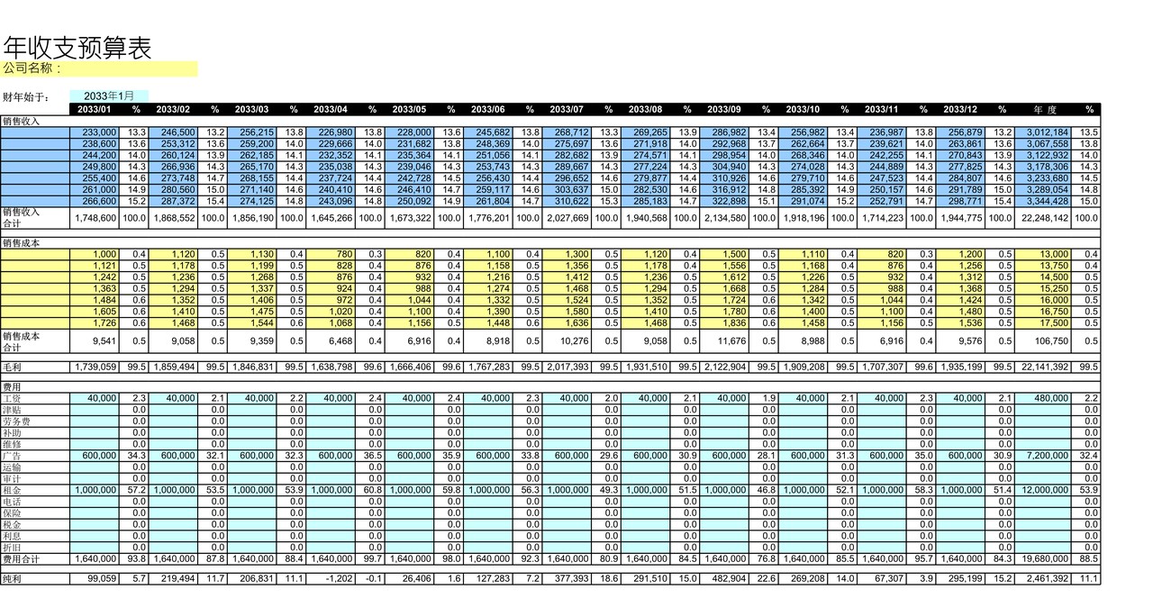 年度收支预算表1