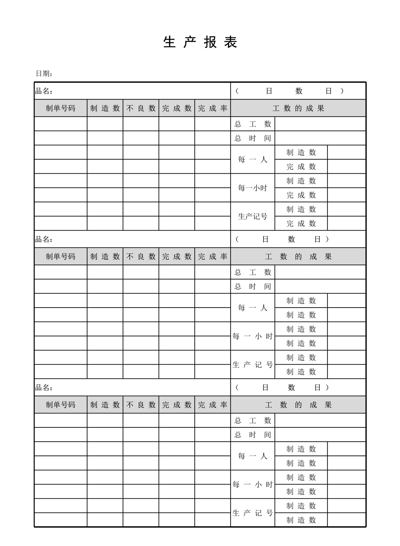 生 产 报 表