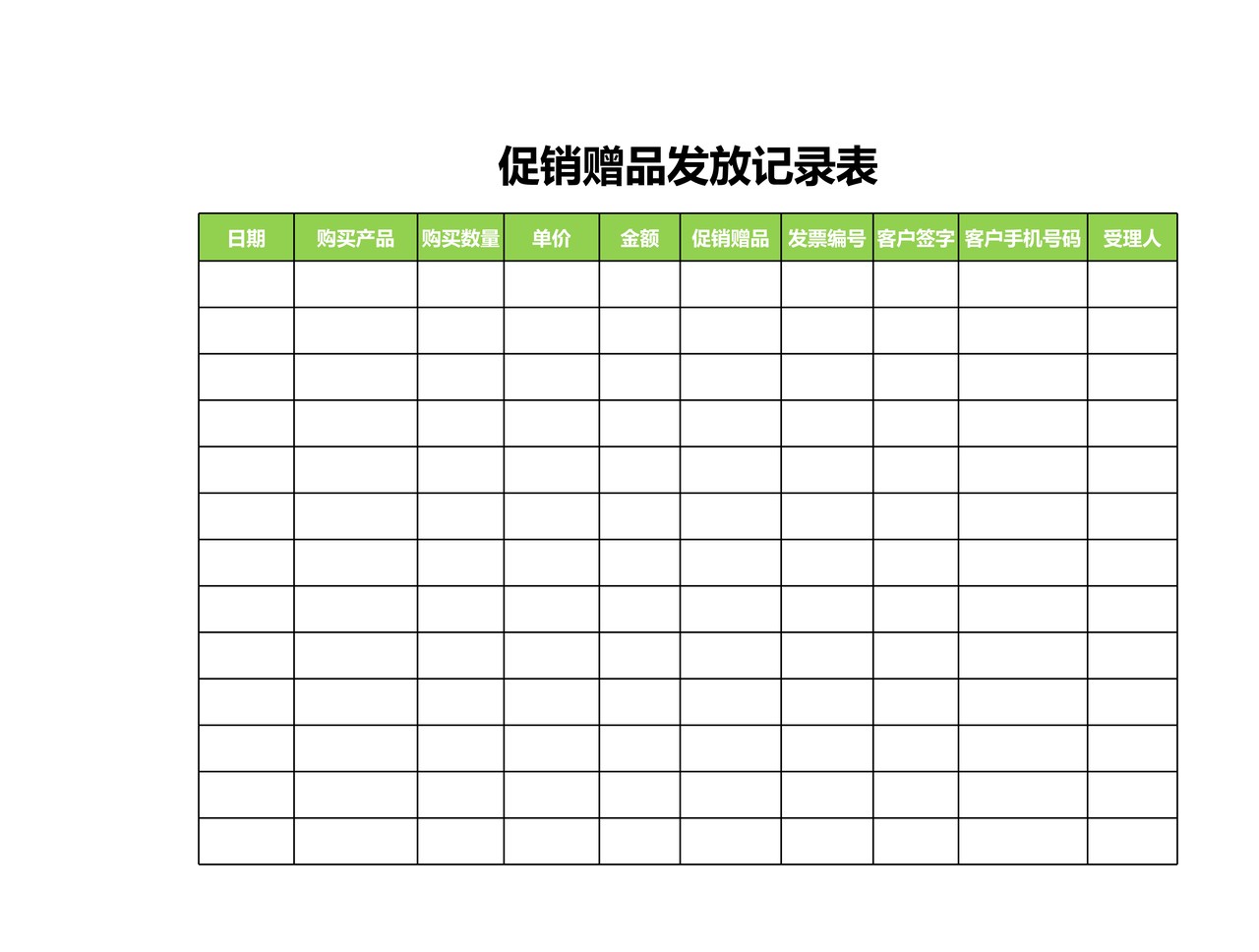 发放赠品记录单