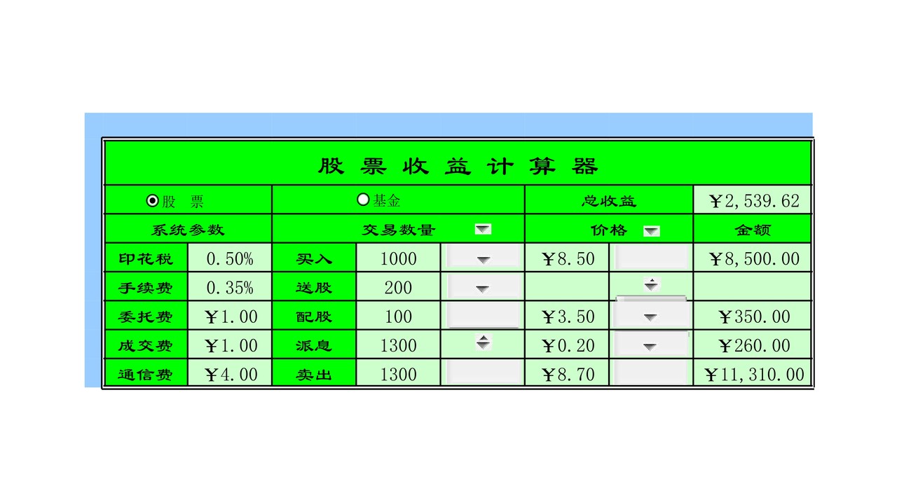 制作股票收益计算器