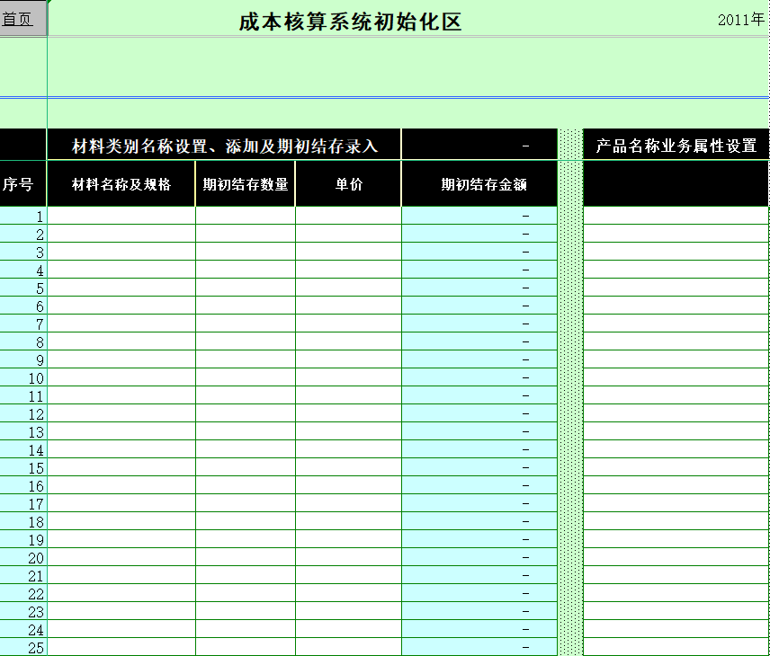 含公式-全-工业企业成本核算系统