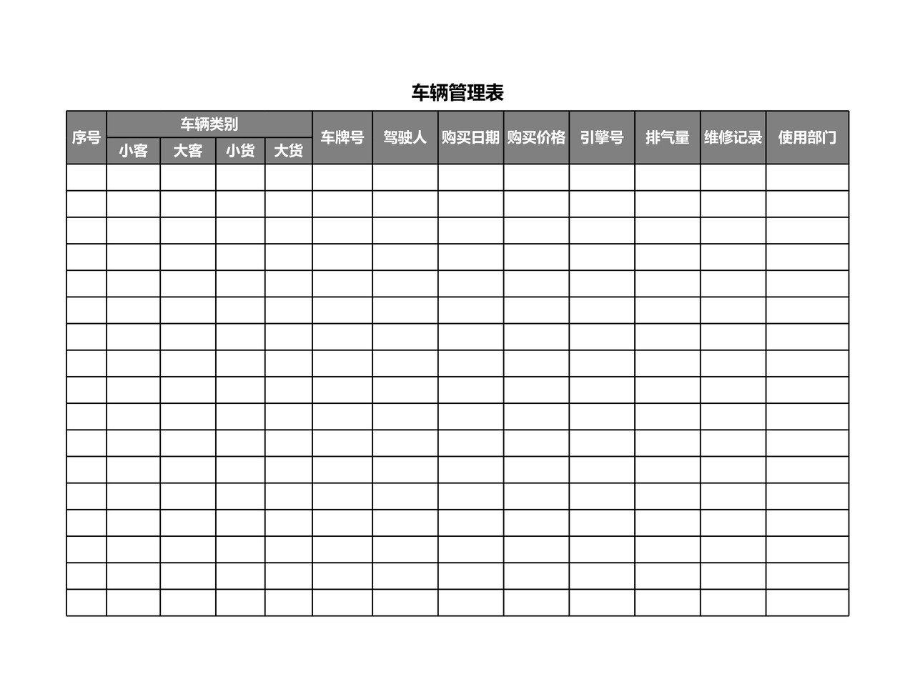 车辆管理表
