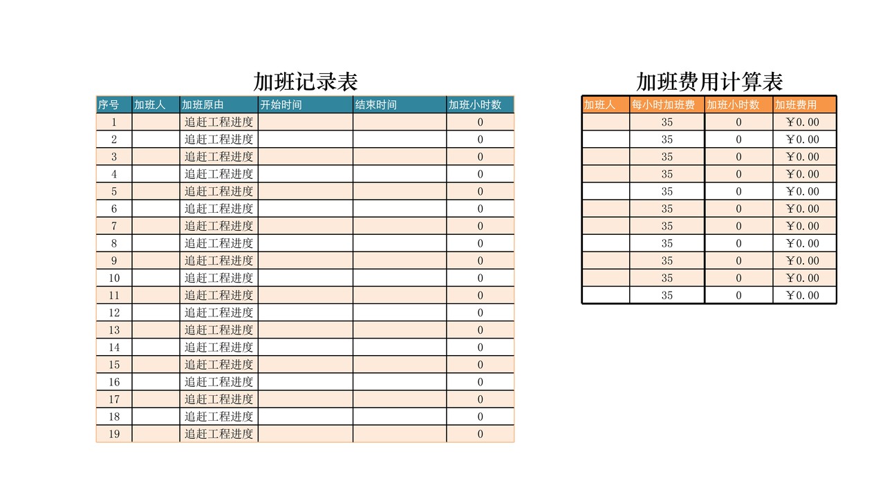 加班费用计算表