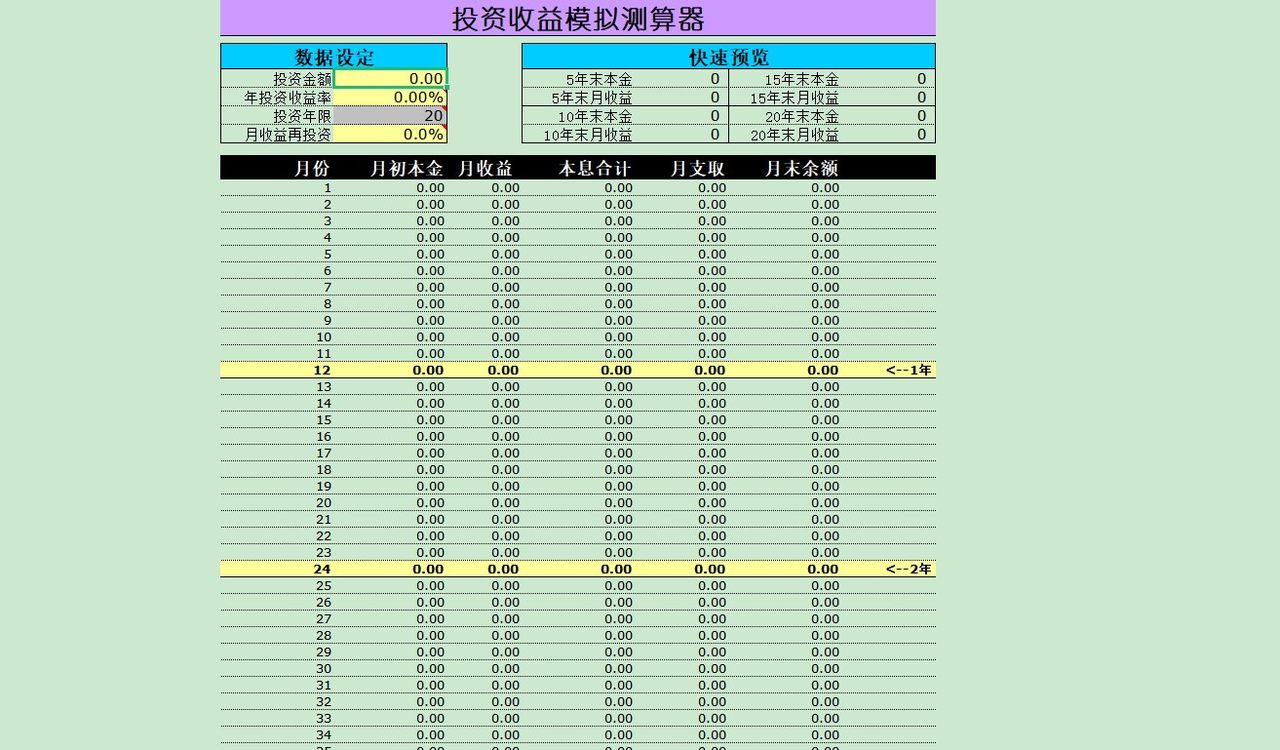 投资收益模拟测算器