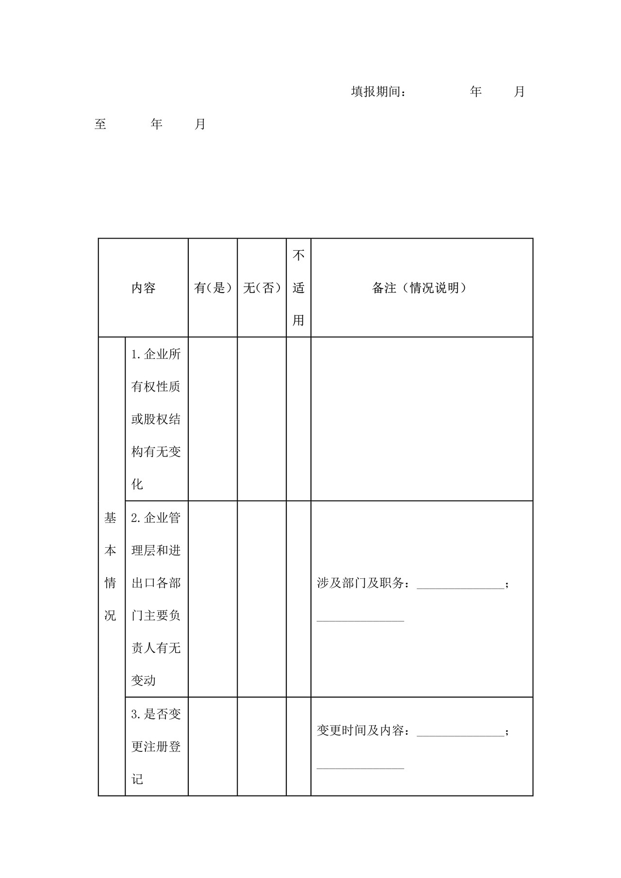 报关代理业务情况表(青岛海关)