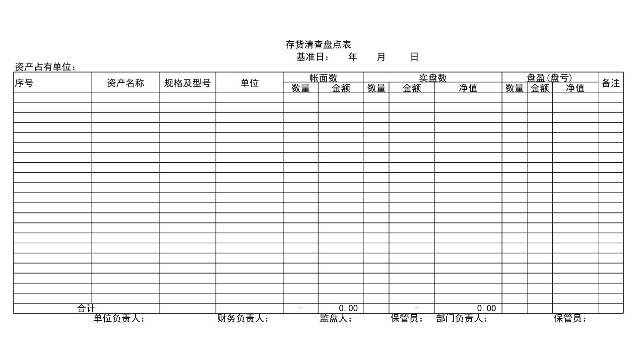盘点工具1-实物资产盘点表