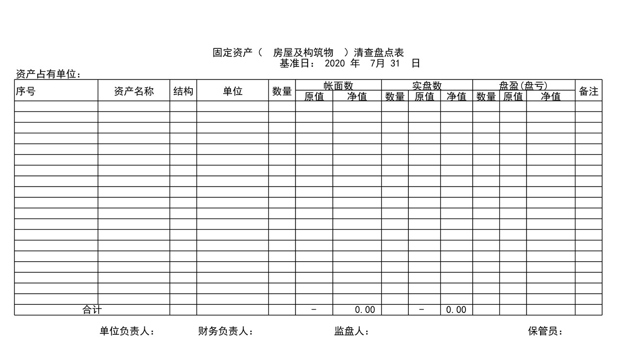 盘点工具1-实物资产盘点表