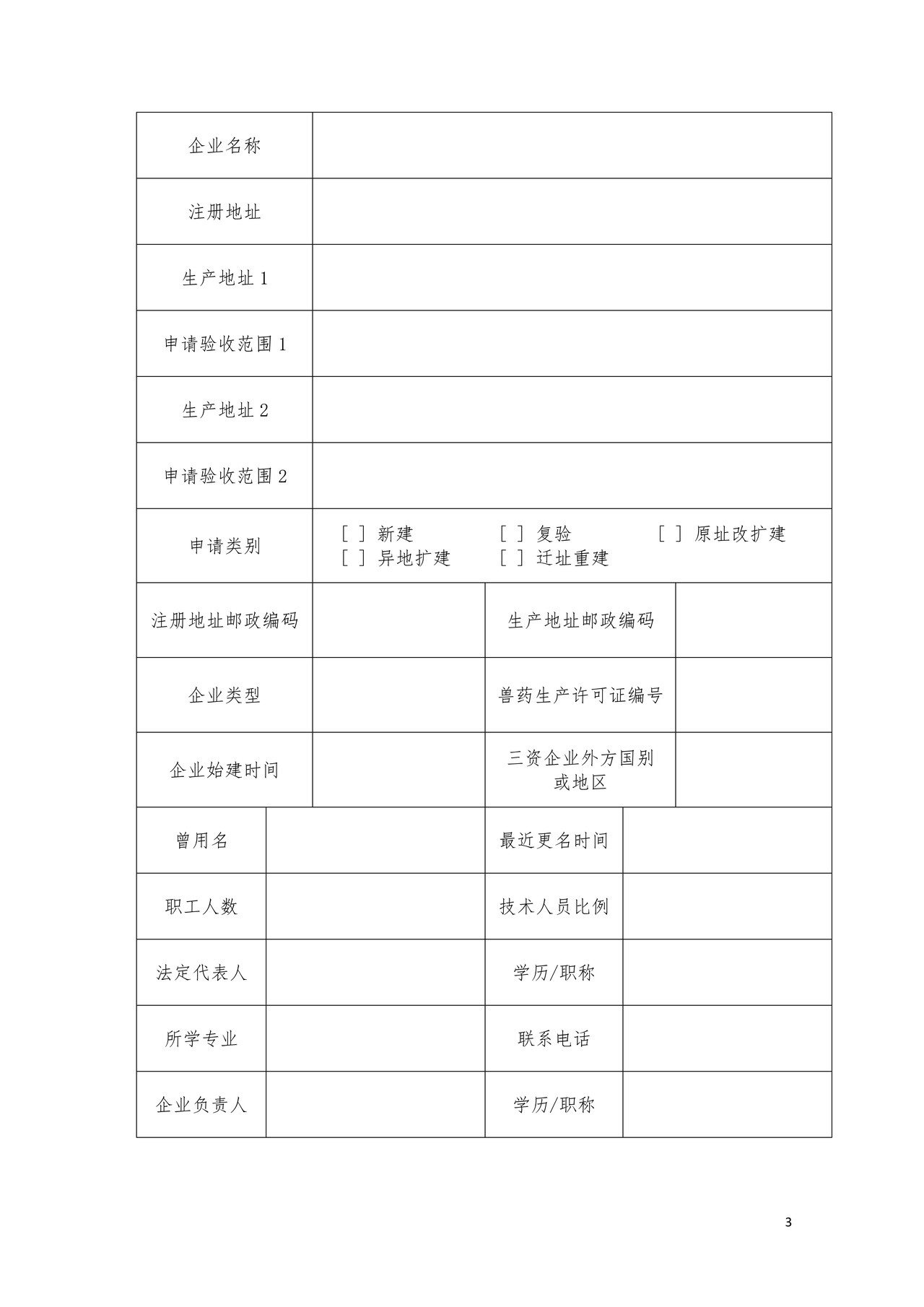 兽药GMP检查验收申请表