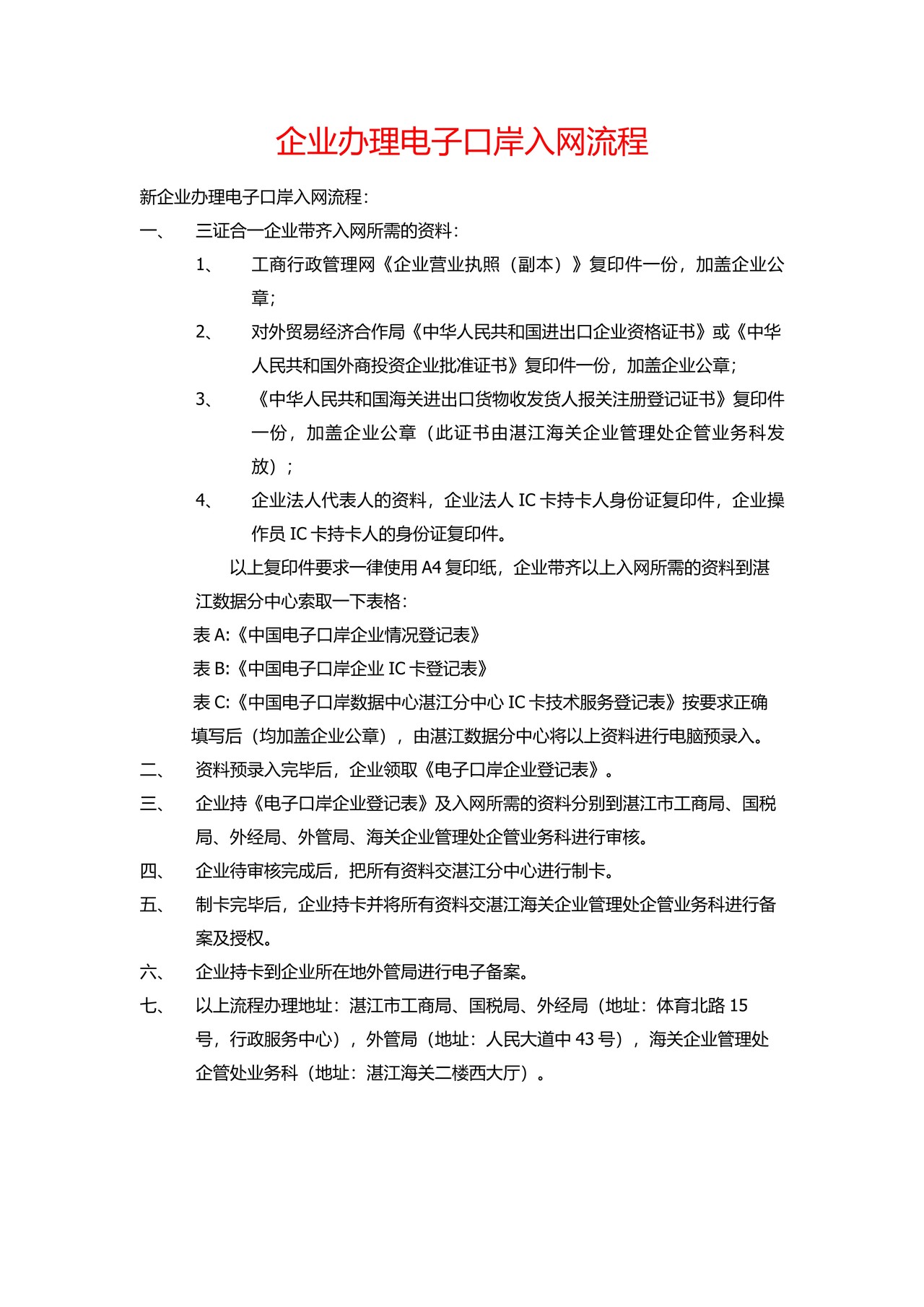 企业办理电子口岸入网流程