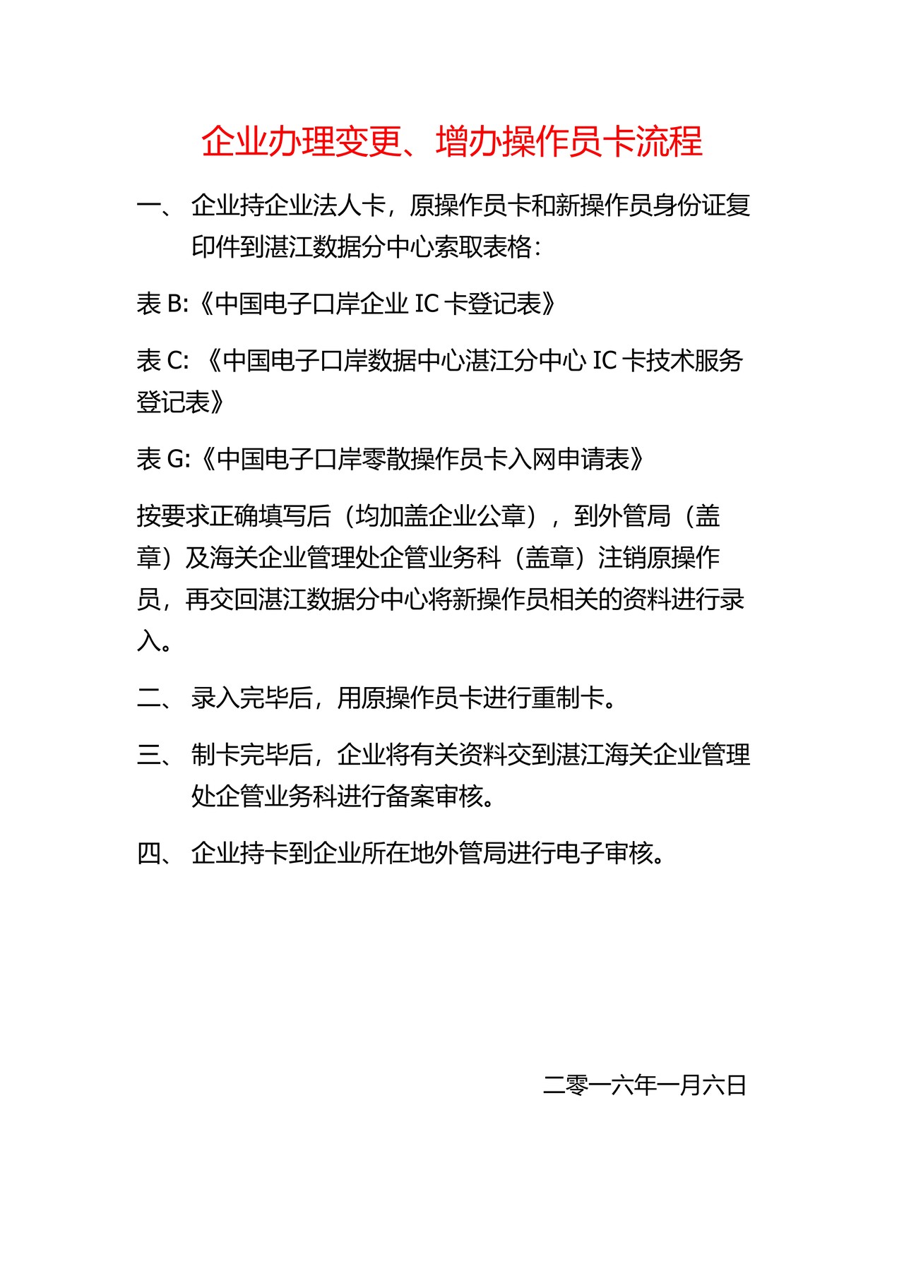 企业办理变更、增办操作员卡流程