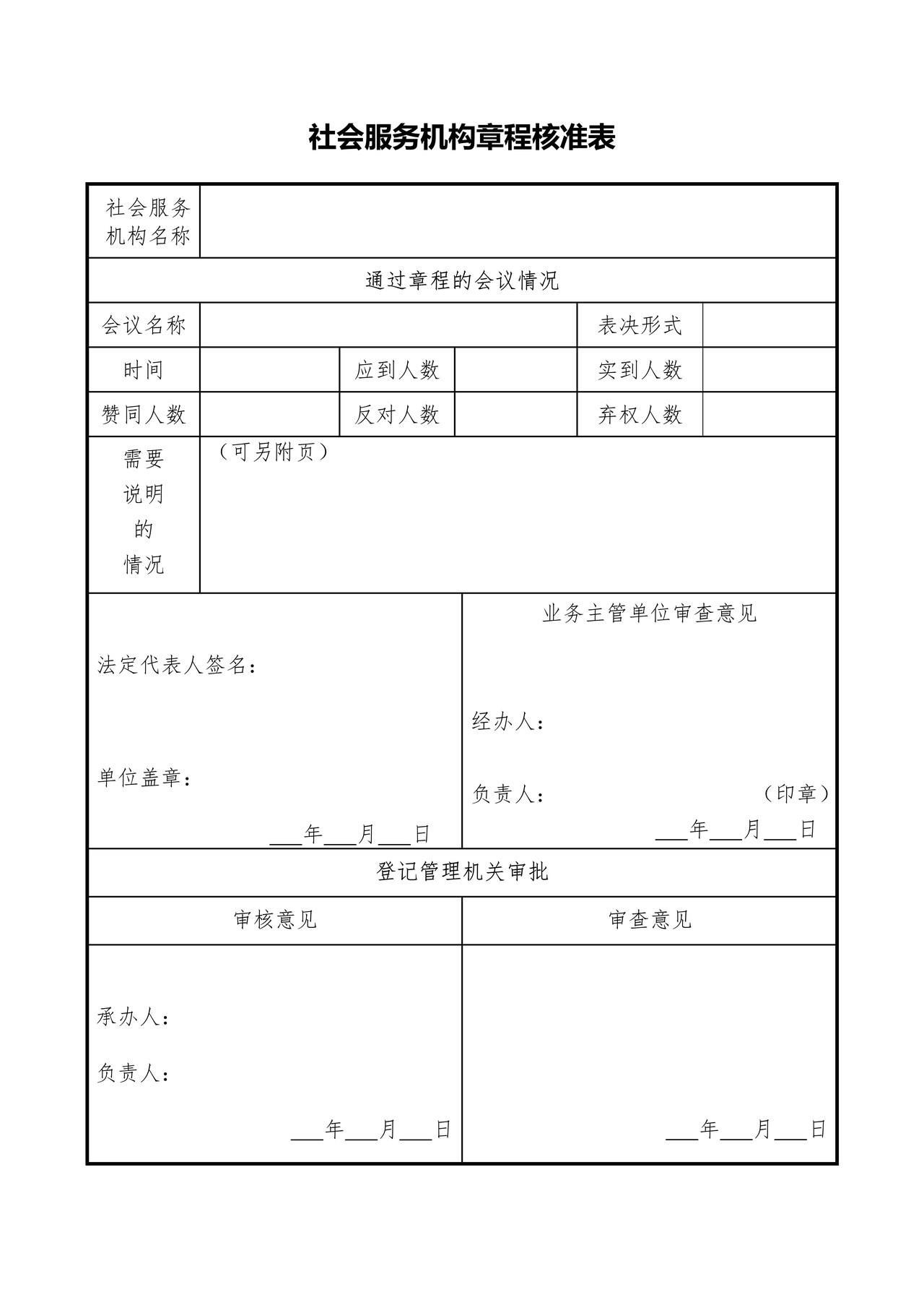 社会服务机构变更登记申请书