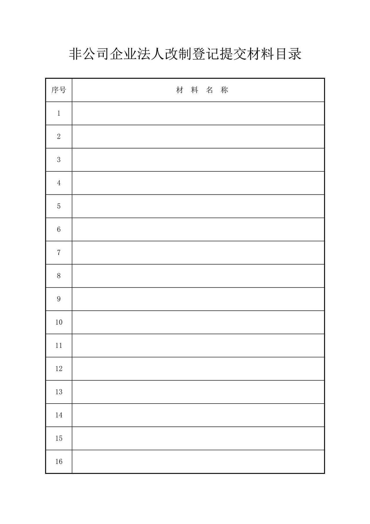 非公司企业法人改制登记（备案）申请书