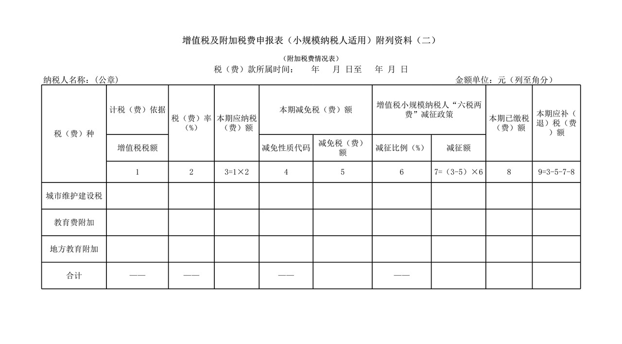 《增值税及附加税费申报表（小规模纳税人适用）》及其附列资料填写说明（2021年8月1日启用）