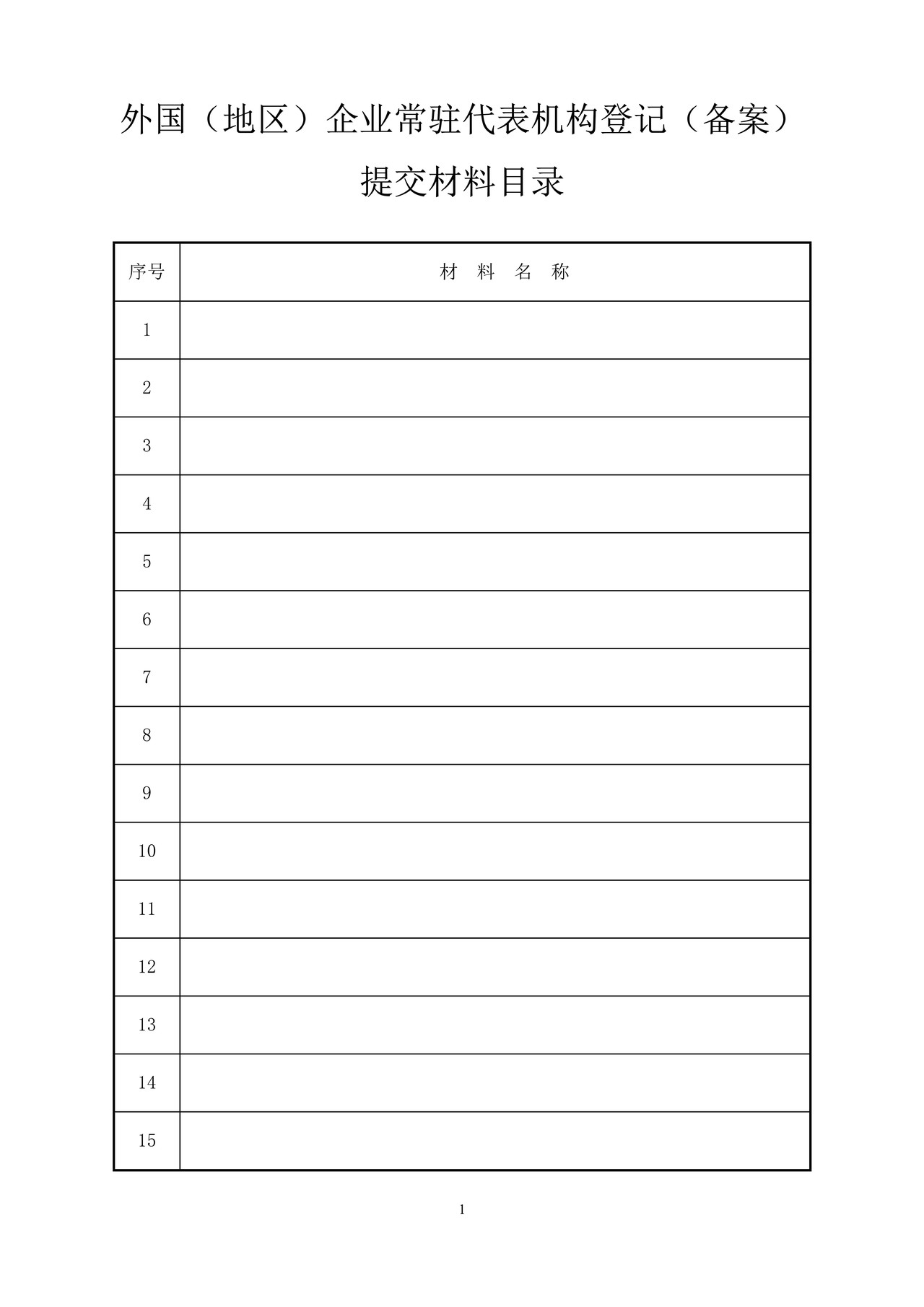 外国（地区）企业常驻代表机构登记（备案）申请书