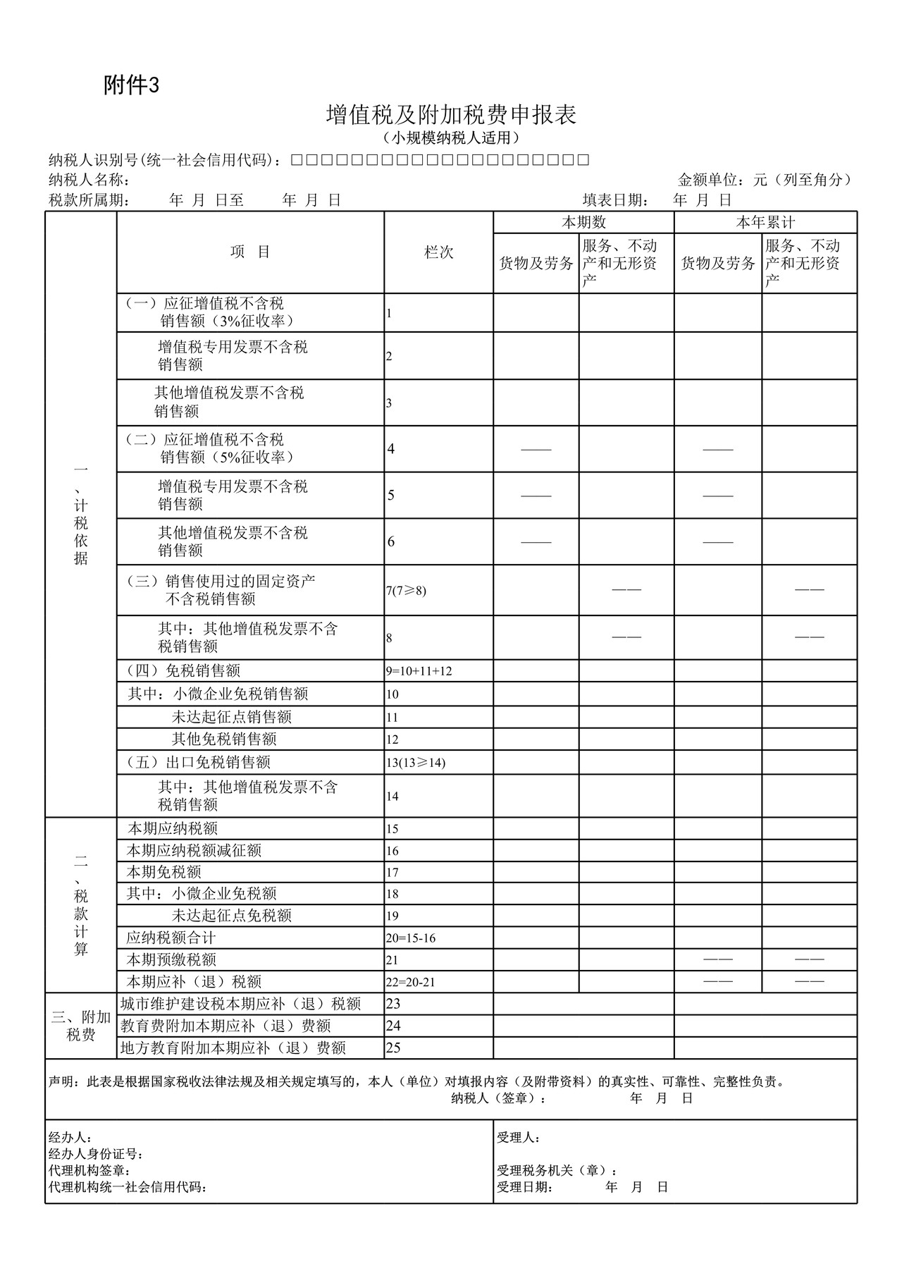 《增值税及附加税费申报表（小规模纳税人适用）》及其附列资料填写说明（2021年8月1日启用）