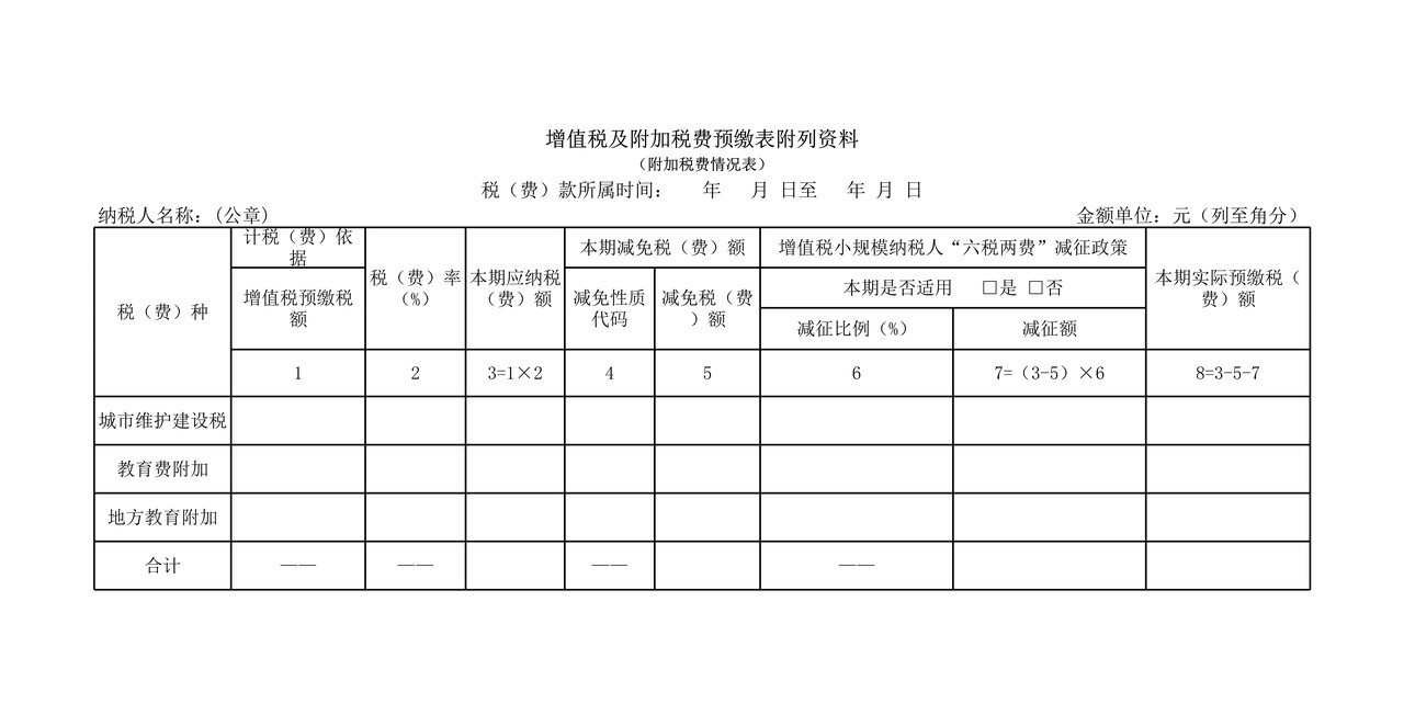 《增值税及附加税费预缴表》及其附列资料填写说明（2021年8月1日启用）