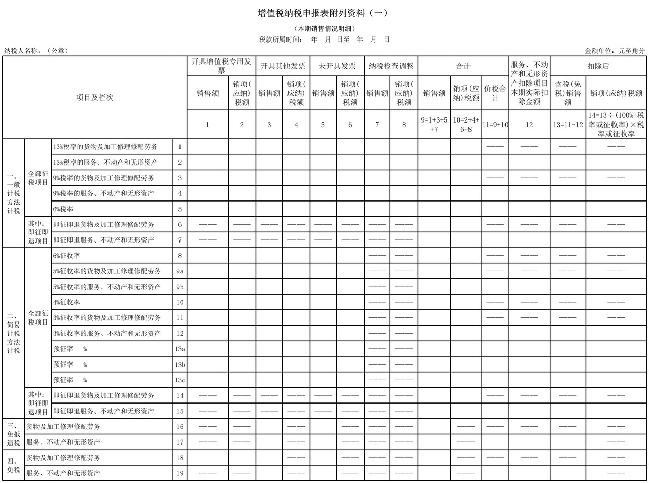 《增值税纳税申报表(一般纳税人适用)》及其附列资料
