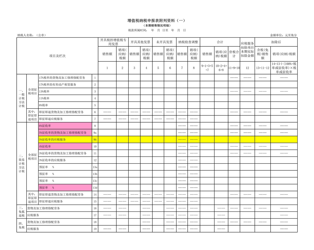 《增值税纳税申报表(一般纳税人适用)》及其附列资料