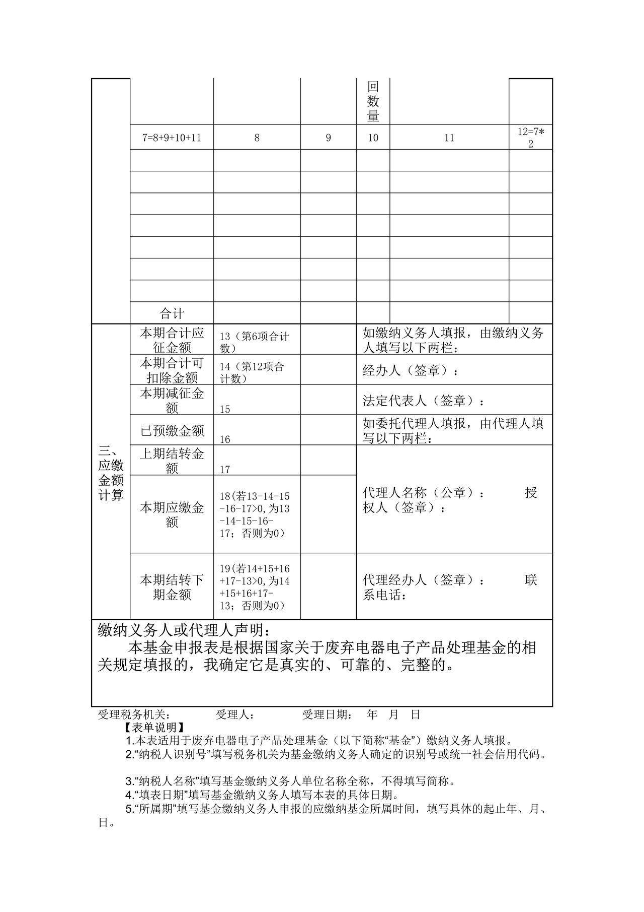 废弃电器电子产品处理基金申报表(2015年版)