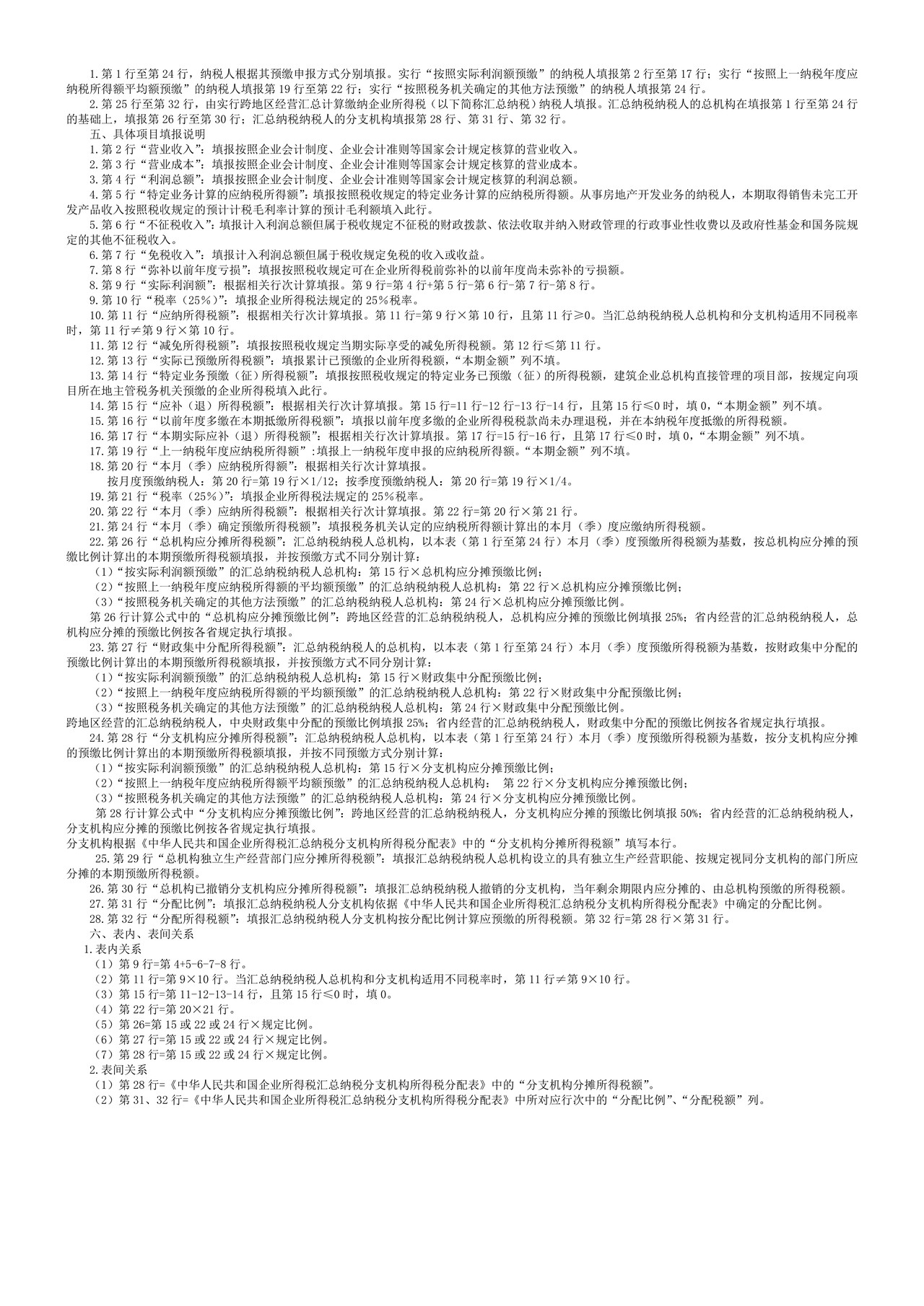 企业所得税月(季)度预缴纳税申报表(A类)(含企业所得税汇总纳税分支机构所得税分配表)