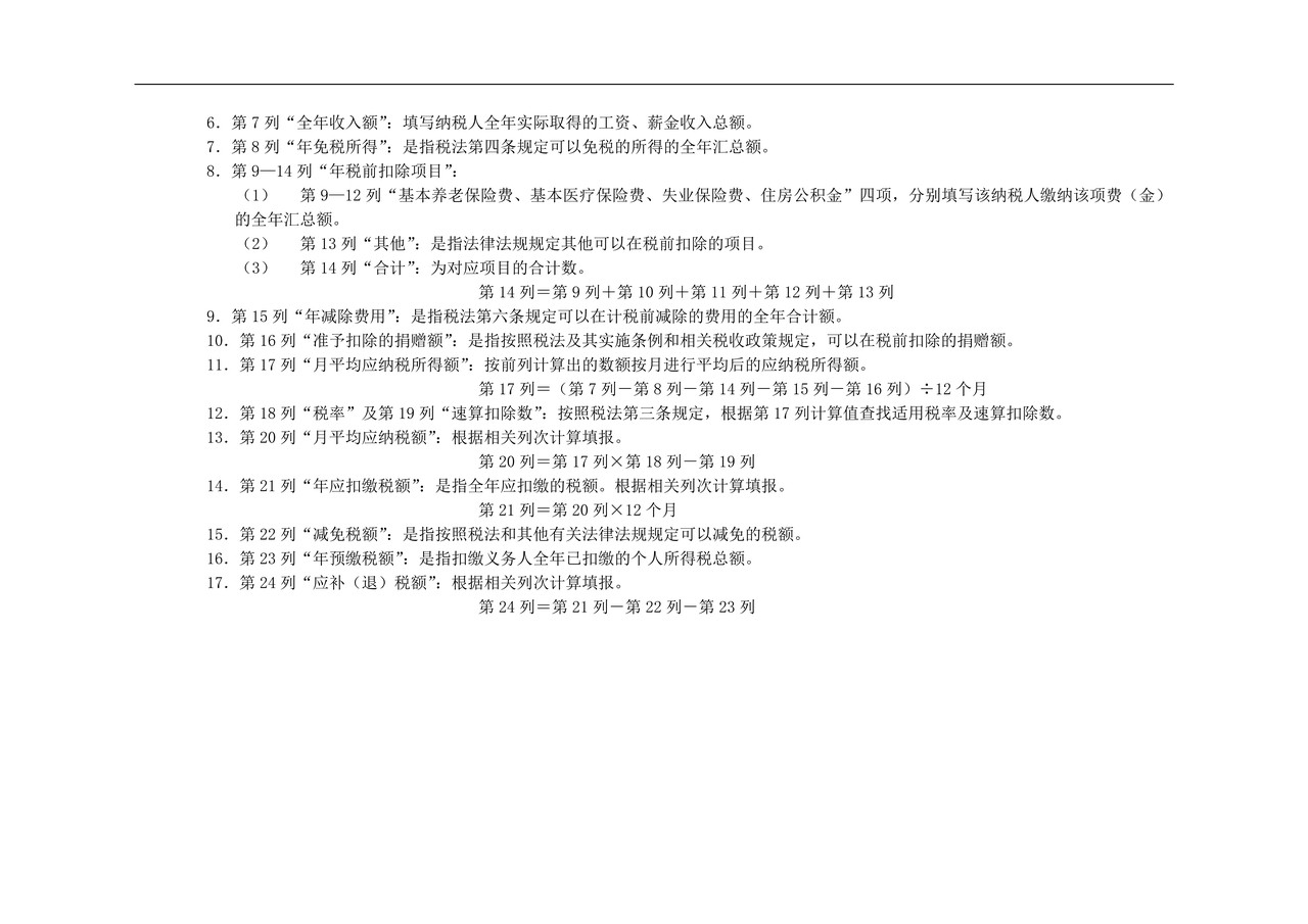 特定行业个人所得税年度申报表