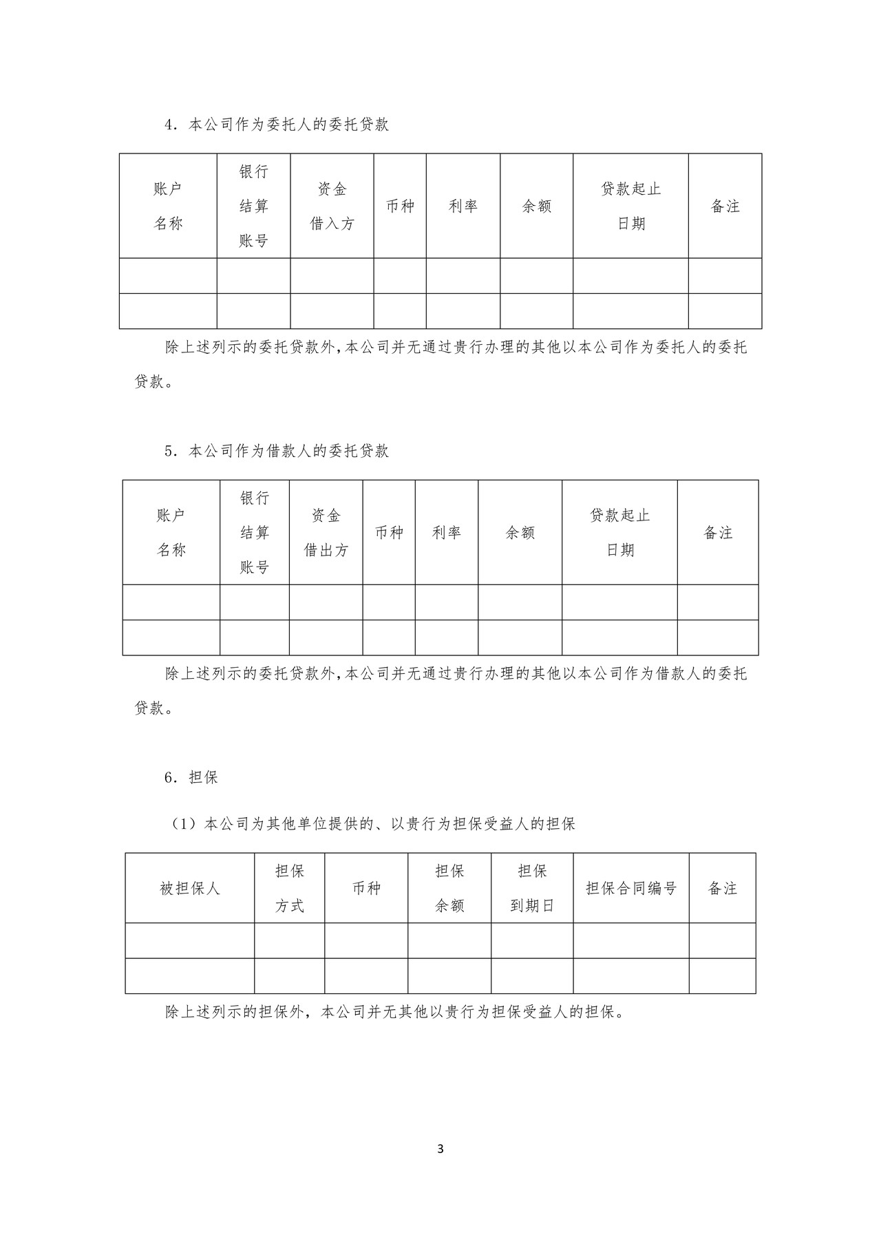 银行询证函（格式一）