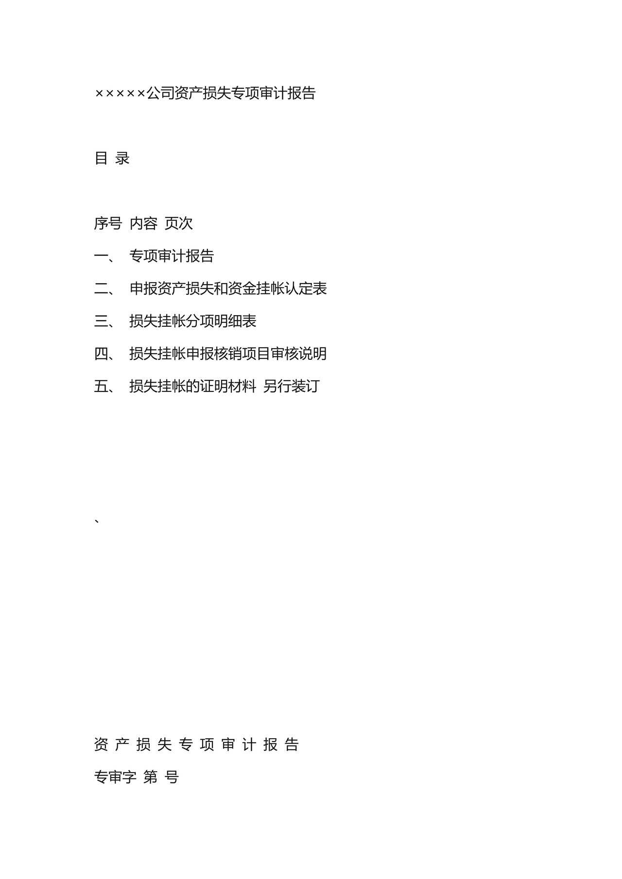 损失认定专项审计报告