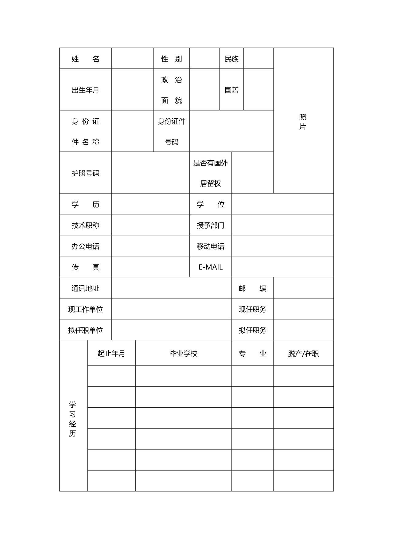 保险中介服务集团公司董事长（执行董事）、高级管理人员任职资格申请表