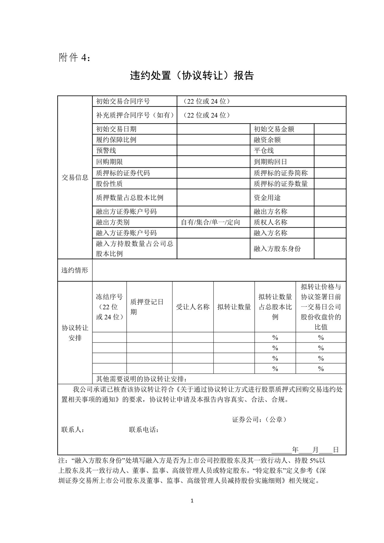 违约处置（协议转让）报告