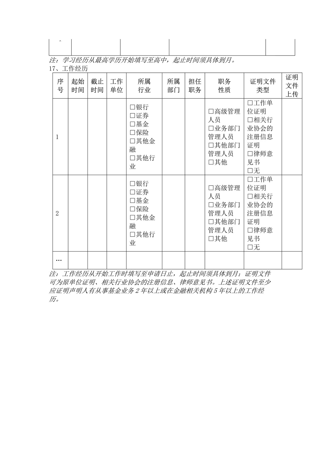 基金销售管理人员基本情况表