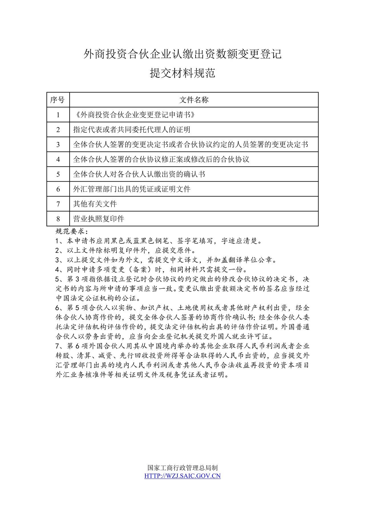 外商投资合伙企业认缴出资数额变更登记(2014版)
